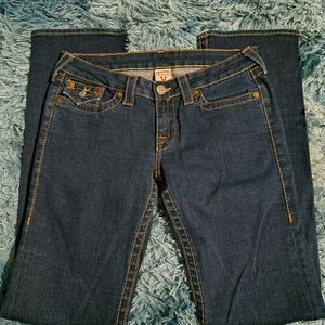 True Religion Women's Indigo Straight Leg Jeans